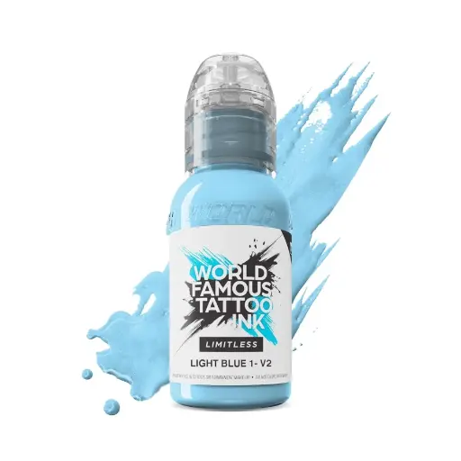 [ki_REACH_encre_world_light_blue_1_v2-LTLB1V21-S] Encre Tatouage Bleue - World Famous Ink Limitless Light Blue 1 V2 - Mélange pour le tatouage encre reach 30 ml*