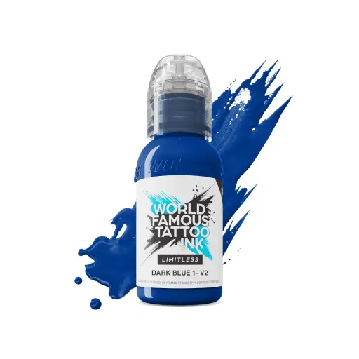 [ki_encre_world_famous_dark_blue_1_v2-LTDB1V21-S] Encre Tattoo Bleue - World Famous Ink Limitless Dark Blue 1 V2 - Mélange pour le tatouage encre reach 30 ml