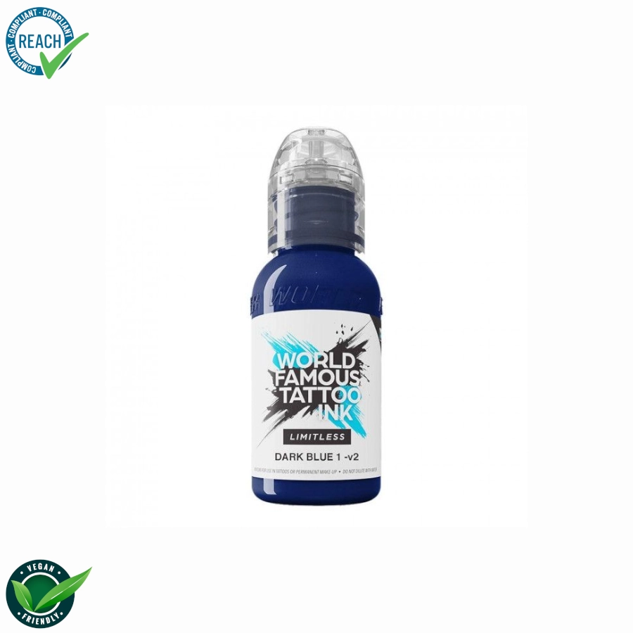 [ki_world_limitless_dark_blue_1_v2-LTDB1V21] Encre Tattoo Bleu - World Famous Ink Limitless  Dark Blue 1 v2 - Mélange pour le tatouage encre REACH 30ml