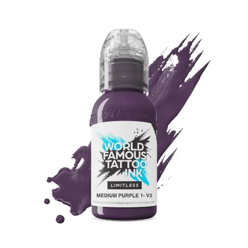[ki_encre_world_medium_purple_1_v2-LTMPU1V21-S] Encre Tattoo Violette - World Famous Ink Limitless Medium Purple 1 V2 - Mélange pour le tatouage encre reach 30 ml*