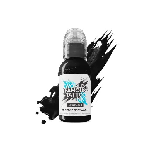 Encre Tattoo Greywash - World Famous Ink Limitless Midtone Greywash - Mélange pour le tatouage reach du set lining and shading