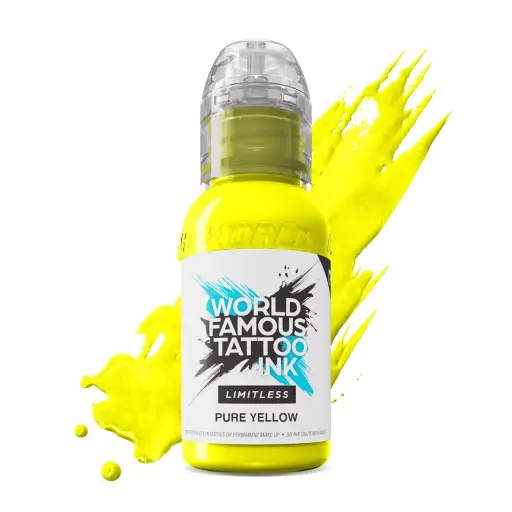 [ki_encre_world_famous_pure_yellow-LTPY1-S] Encre Tatouage Jaune - World Famous Ink Limitless Pure Yellow - Melange pour le tatouage encre REACH 30ml