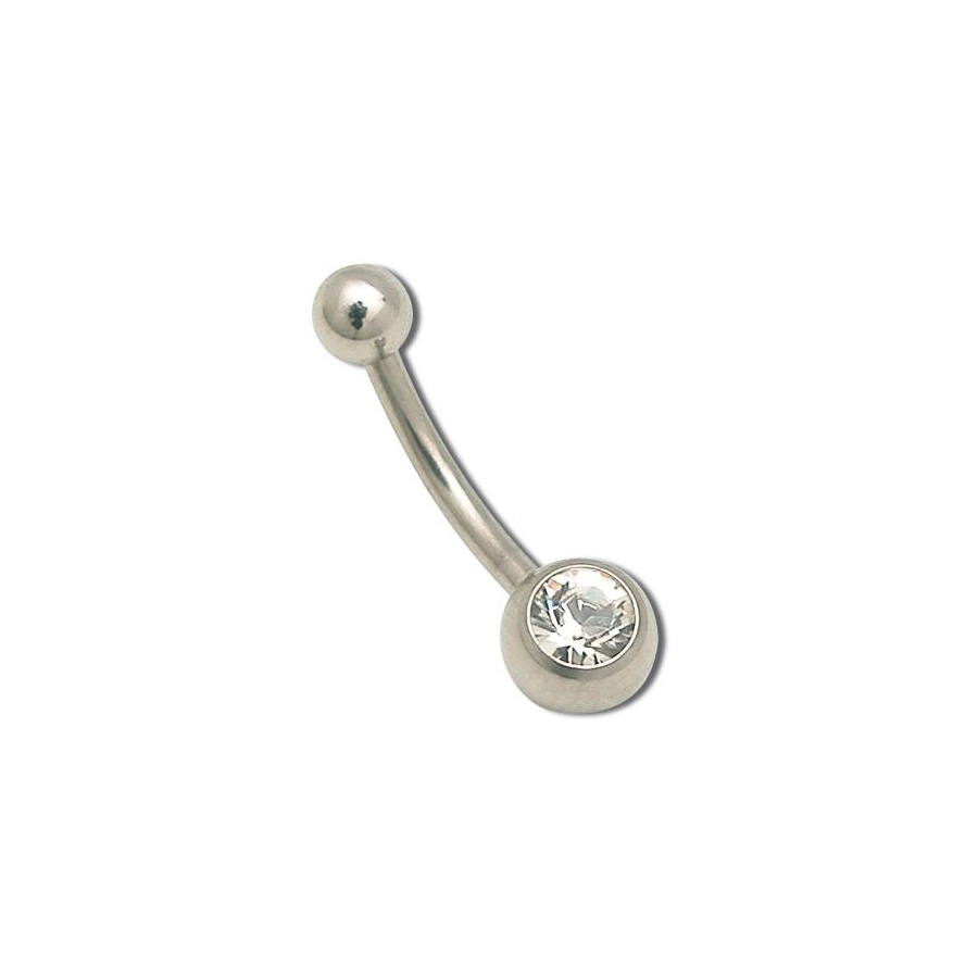 Piercing Banane Acier - Banane nombril en acier avec strass