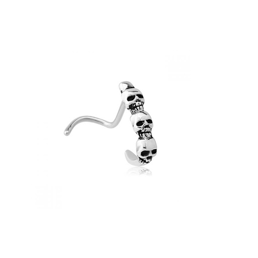 [p_bijoux_de_nez_crane-non05] Piercing de nez stud en acier 316L motif de crâne