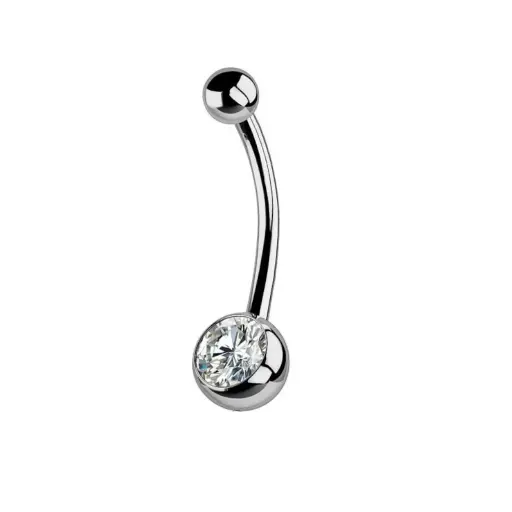 Piercing Banane - Titane Astm F136 Stérile - Banane avec pas de vis externe avec 1 strass*
