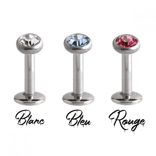 Labret Strass Piercing - Labret Interne - Labret avec pas de vis interne et strass