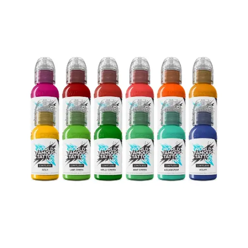 [ki_REACH_encre_world_famous_set_dragon-LTDRGS1-S] Set Encre Tattoo - World Famous Ink Limitless Set Dragon - Mélange pour le tatouage encre reach 12 x 30 ml*