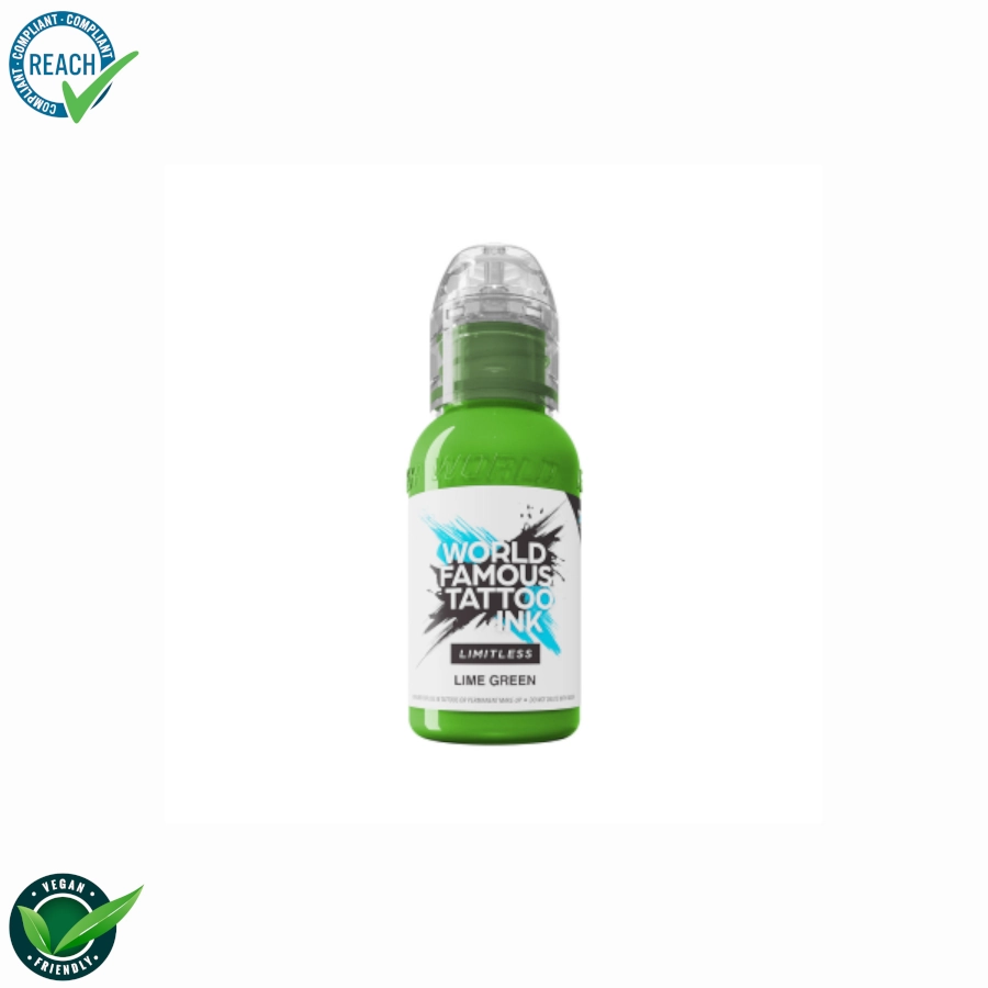 [ki_encre_world_lime_green-LTLMG1] Encre Tattoo Verte - World Famous Ink Limitless Lime Green - Melange pour le tatouage REACH 30 ml