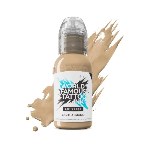 [ki_encre_world_light_almond-LTPRLA1-S] Encre Tatouage Marron - World Famous Tattoo Ink Limitless Light Almond - Melange pour le tatouage REACH 30ml du set pink ribbon