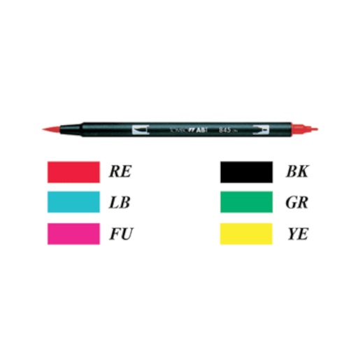 Feutre pinceau tombow différents coloris