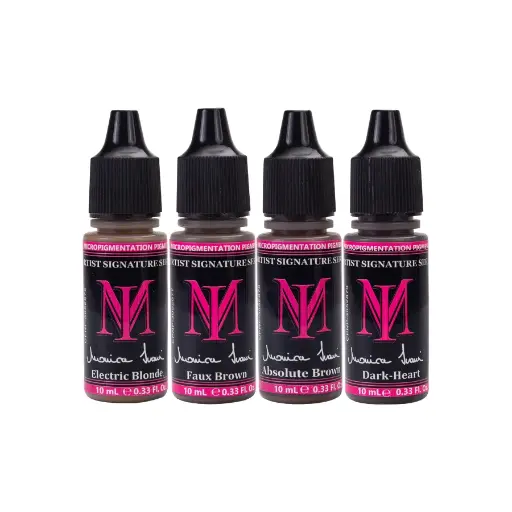 [ki_set_monica_ivani-LI-MONIVAR10-SET] Pigment Sourcil Pmu - Monica Ivani Signature Series by Li Pigments - Set de 4 pigment REACH 4 x 10 ml