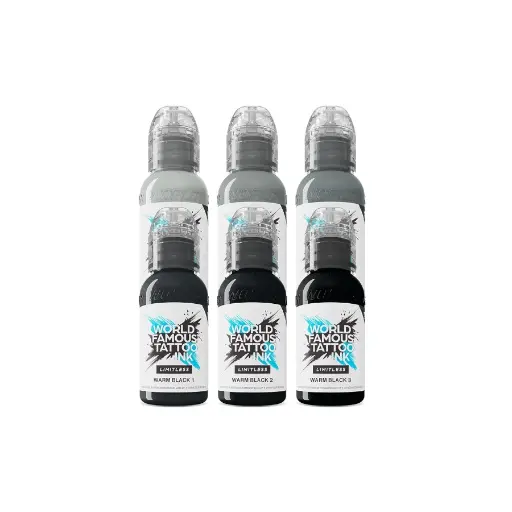 [ki_encre_world_limitless_set_shades_of_grey-LTSGS1-S] Encre Tattoo Set - World Famous Ink Limitless Set Shades of Grey - Melange pour le tatouage REACH 6 x 30 ml