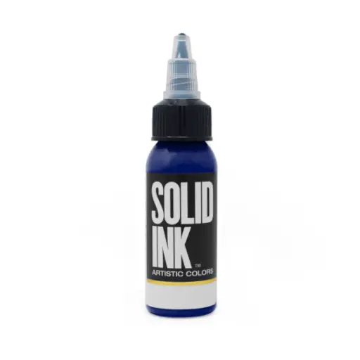 [b_NON_REACH_encre_solid_ink_dark_blue-700109] Encre Entrainement Tattoo Bleue - Solid Ink Dark Blue - Encre artistique pour l'entrainement au tatouage NON REACH 30 ml