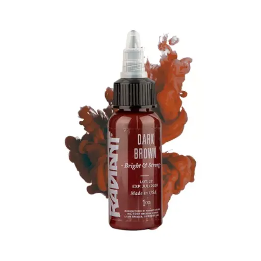 [in_NON_REACH_encre_radiant_darlk_brown] Encre Entrainement Tattoo Marron - Radiant Ink Dark Brown - Encre artistique pour entrainement au tatouage NON REACH 30 ml* 