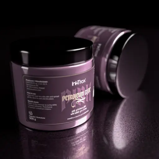 Vaseline Tatouage – Inktrox Petrolium Glide - Pot de 500g de vaseline noir (chocolat) et rose (bubble Gum)*