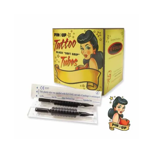 Tube Tattoo - Pinup Tattoo Black Soft Grip Diamant - Tube stérile forme diamant pour aiguille de tatouage traditionnel