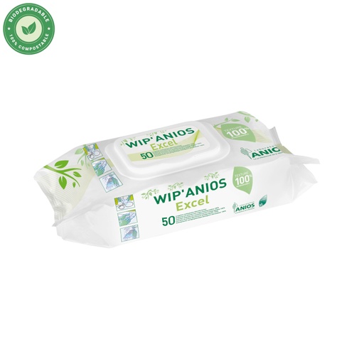 Anios Wip Anios Excel - Sachet de lingettes désinfectantes multi usages biodégradable