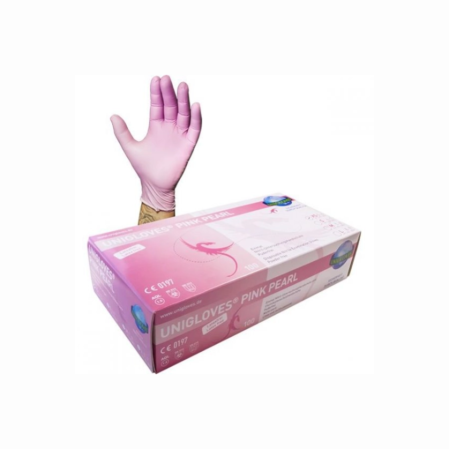 Unigloves Pink pearl - Boite de 100 gants nitrile non poudré rose