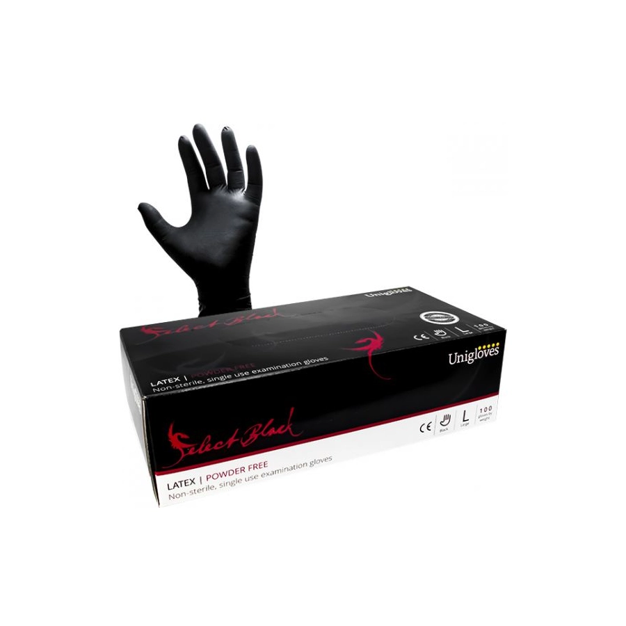 Gant Noir Tatouage - Unigloves Tattoo - Boite de 100 gants en latex ou nitrile non poudre