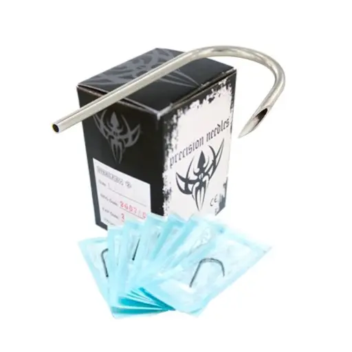 [p_aiguille_courbe_1.2mm-PNSH16G] Aiguille Piercing - Précision Needles Stérile - Boîte de 100 blades pour le piercing courbée triple biseau 16G 1,2 mm*