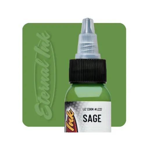 [b_encre_eternal_sage] Encre Entrainement Tattoo Verte - Eternal Ink Liz Cook Sage - Encre artistique pour entraînement tatouage NON REACH 30 ml*