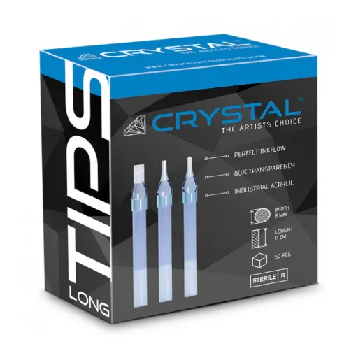 Buses Tattoo Stérile - Crystal Tips Long Flat - Boite de buses jetables pour aiguille traditionnelle de tatouage*