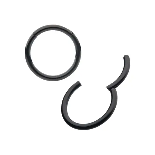 Piercing Anneau - Titane F136 Gamme Invictus - Clicker avec fermeture à charnière noir*