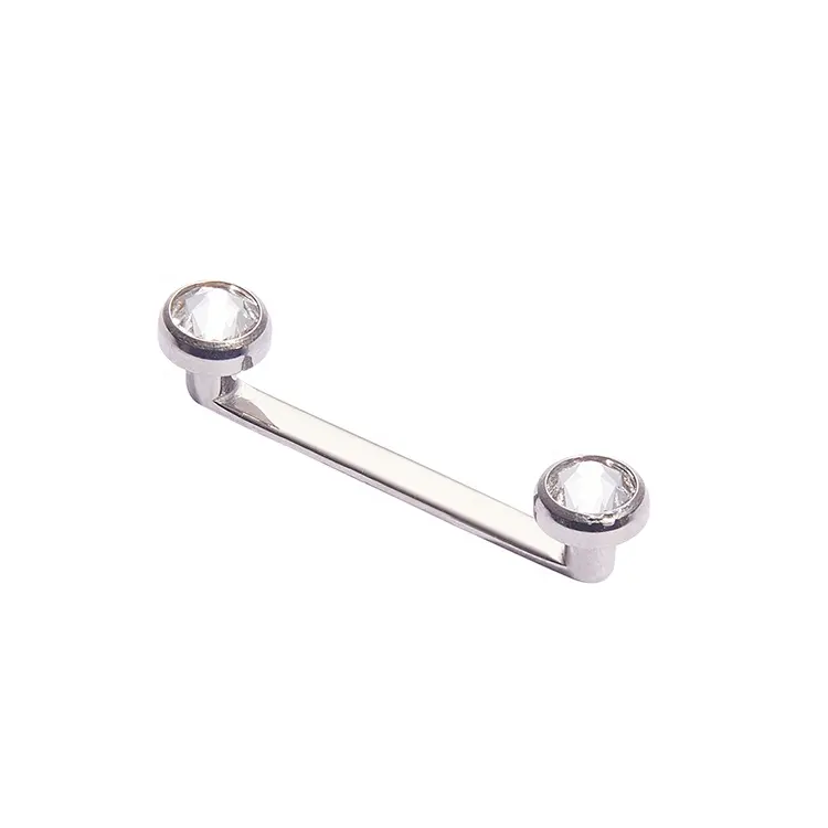 Piercing Surface - Flatbar Titane F136 Stérile - Barbell barre implant agrafe à 90° avec strass de 4 mm*