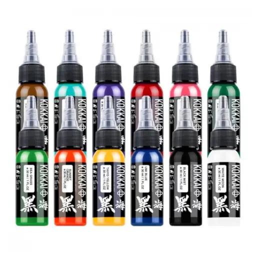 [tl_REACH_set_encre_kokkai_colour_12x30ml] Set Encre Tattoo - Kokkai Sumi 12 Colour Set - Mélange pour le tatouage reach 12 x 30 ml*