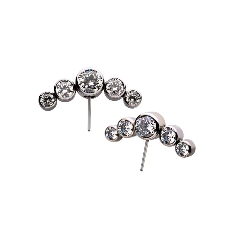[iv_em_th_09-titlssd5_ab] Piercing Embout - Titane F136 Gamme Invictus - Embout 9 sans filetage threadless courbe 5 strass rond