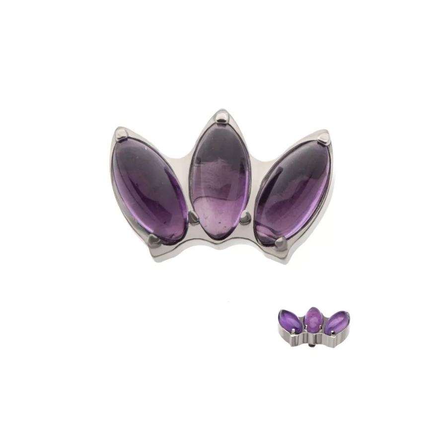 Piercing Embout - Titane F136 Gamme Invictus - Embout 32 avec pas de vis interne 0,9 mm pour piercing 1,2 mm marquise éventail 3 pierres*