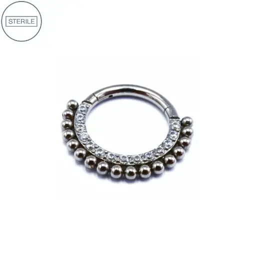 [i_anneau_sterile_75-STXA75] Anneau Piercing - Anneau Titane Stérile 75 - Anneau en titane motif asia bille et strass