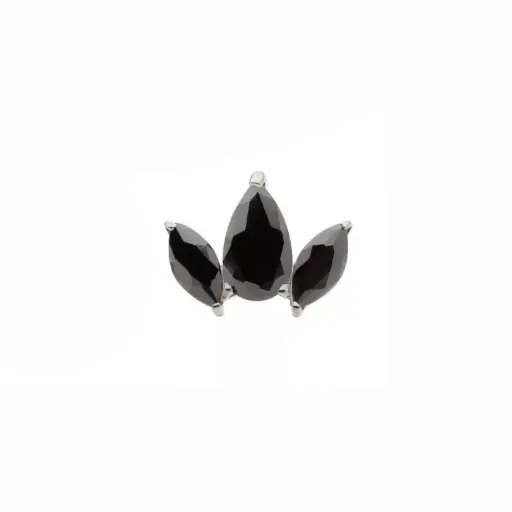 [iv_embout_29] Piercing Embout - Titane F136 Gamme Invictus - Embout 29 avec pas de vis interne 0,9 mm pour piercing 1,2 mm marquise 3 gouttes strass noir* 