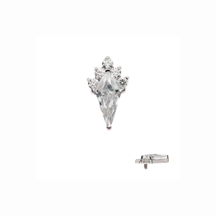 [iv_embout_28-titd761_16c] Piercing Embout - Titane F136 Gamme Invictus - Embout 28 avec pas de vis interne 0,9 mm pour piercing 1,2 mm cerf-volant strass*