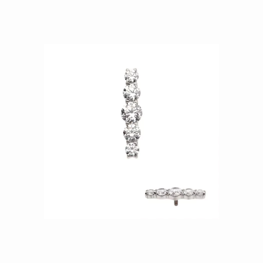 [iv_embout_26-titd749_16c] Piercing Embout - Titane F136 Gamme Invictus - Embout 26 avec pas de vis interne 0,9 mm pour piercing 1,2 mm barre 5 strass rond*
