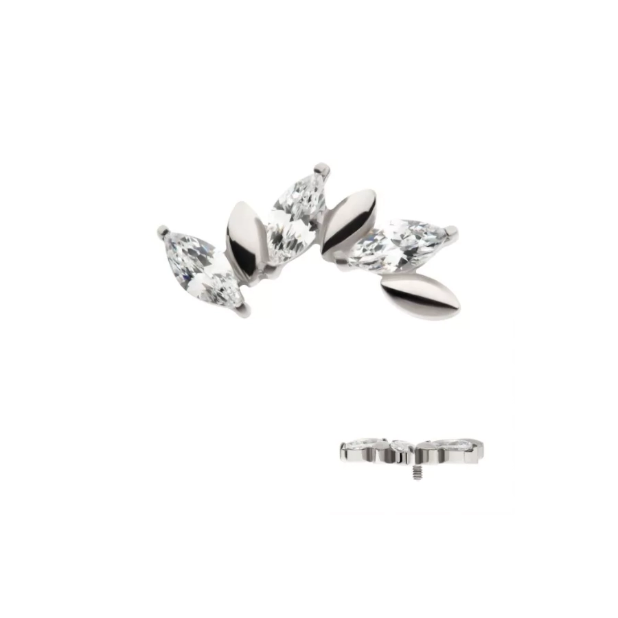 [iv_embout_24] Piercing Embout - Titane F136 Gamme Invictus - Embout 24 avec pas de vis interne 0,9 mm pour piercing 1,2 mm 6 grappes strass oscillant*