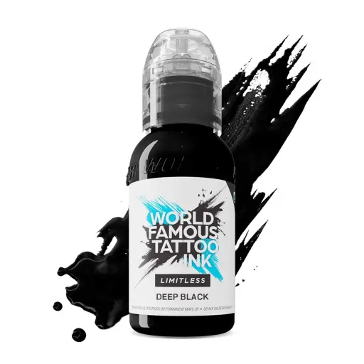 [ki_REACH_encre_world_deep_black-LTDPB1-S] Encre Tattoo Noire - World Famous Ink Limitless Deep Black - Mélange pour le tatouage encre reach 30 ml*