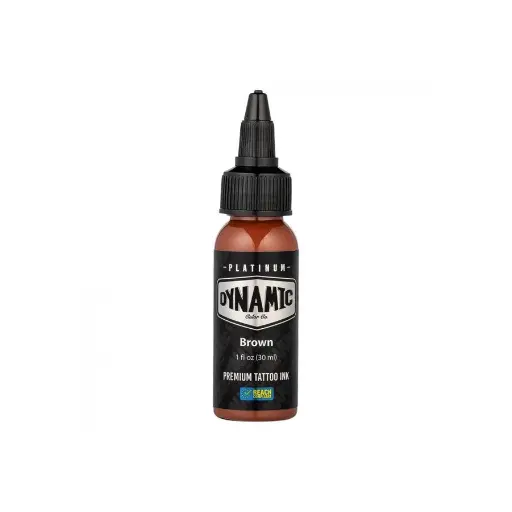 [tl_REACH_encre_dynamic_platinum_brown "ki"] Encre Tattoo Marron - Platinum By Dynamic Brown - Mélange pour le tatouage encre 30 ml reach