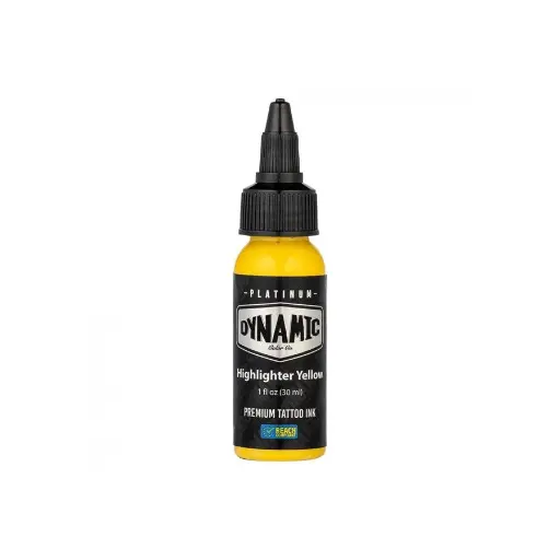 Encre Tattoo Jaune - Platinum By Dynamic Highlighter Yellow - Mélange pour le tatouage encre 30 ml reach