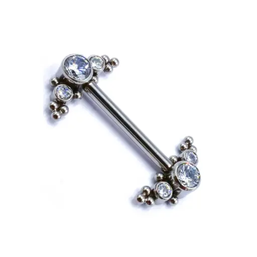 Piercing Barbell - Barbell Stérile Interne - Barbell en titane avec pas de vis interne motif Tribal à strass blanc 