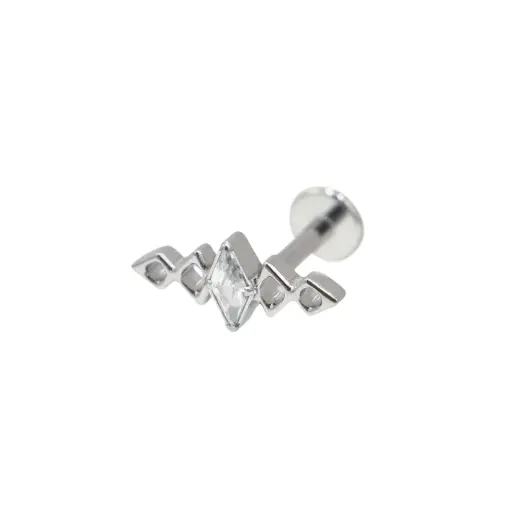 [i_labret_sterile_titane_SUL0037] Piercing Labret - Titane F136 Stérile - Labret 37 interne en titane motif 5 losanges strass