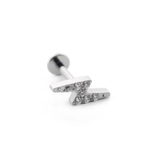 [i_labret_sterile_titane_SUL0029] Piercing Labret - Titane F136 Stérile - Labret 29 interne en titane motif éclair à strass