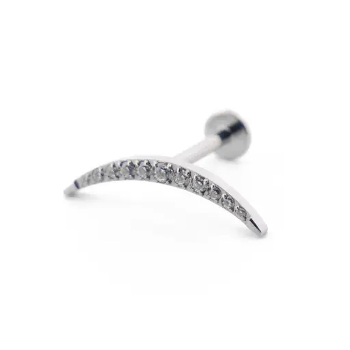 [i_labret_sterile_titane_SUL0027] Piercing Labret - Titane F136 Stérile - Labret 27 interne en titane motif croissant de lune 11 strass