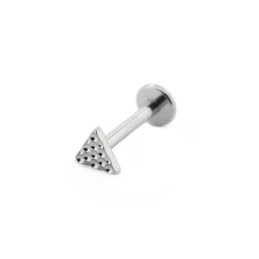 [i_labret_sterile_titane_SUL0025] Piercing Labret - Titane F136 Stérile - Labret 25 interne en titane motif triangle martelé