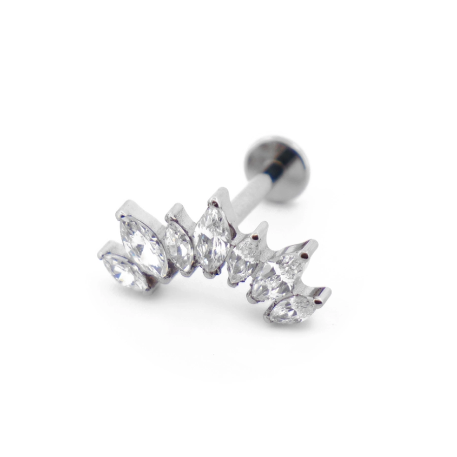 Piercing Labret - Titane F136 Stérile - Labret 15 interne en titane motif marquise 7 strass