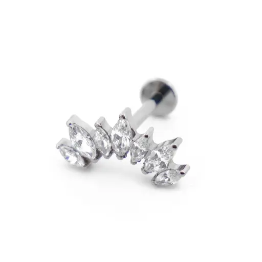 [i_labret_sterile_titane_SUL0015] Piercing Labret - Titane F136 Stérile - Labret 15 interne en titane motif marquise 7 strass