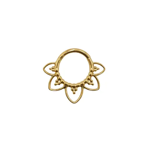 [i_anneau_sterile_gold-SUGA0007] Piercing Anneau - Titane F136 Gold Stérile - Anneau 7 en titane pvd gold motif ornemental multi boules