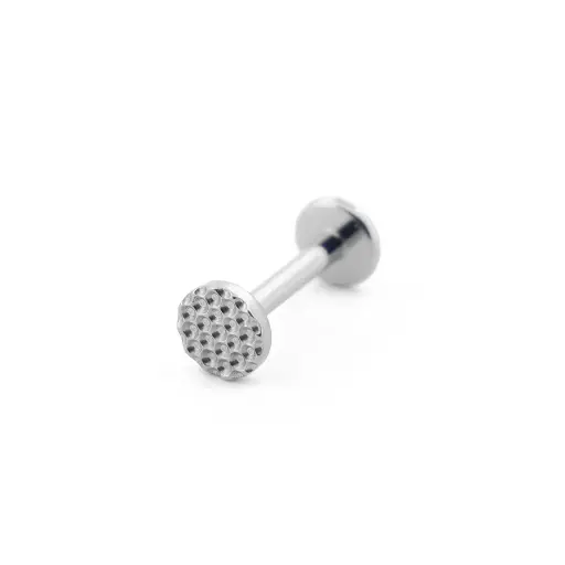 [i_labret_threadless_sterile-SUL0013] Piercing Labret - Titane F136 Stérile - Labret 13 threadless sans filetage 1,2 x 8 mm motif rond martelé*
