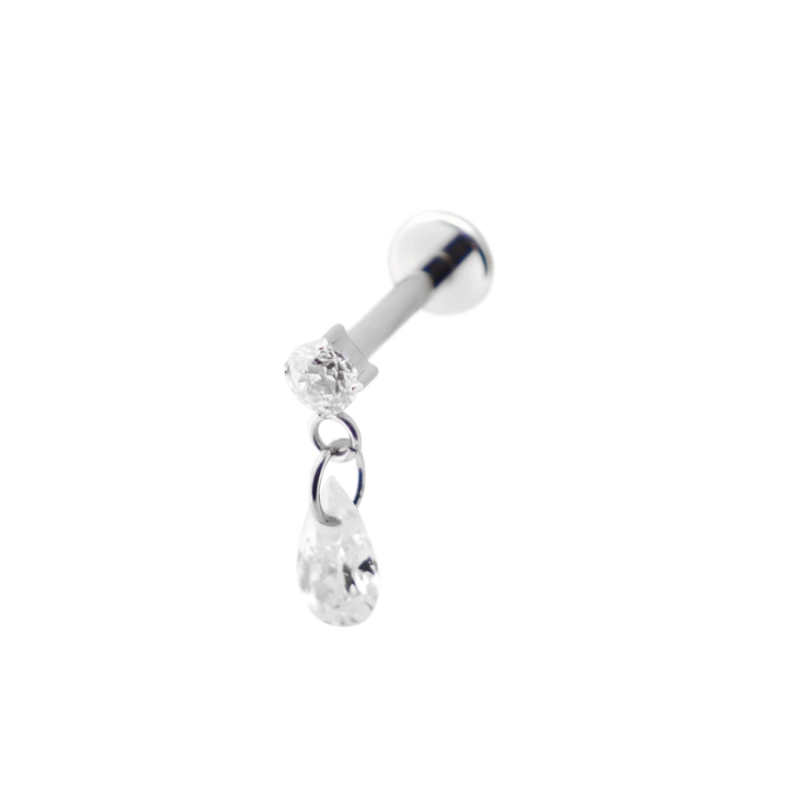 Piercing Labret - Titane F136 Stérile - Labret 10 interne en titane motif strass et larme 