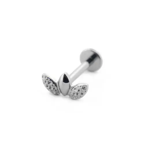 [i_labret_sterile_titane_SUL0004] Piercing Labret - Titane F136 Stérile - Labret 04 interne en titane motif 3 feuilles